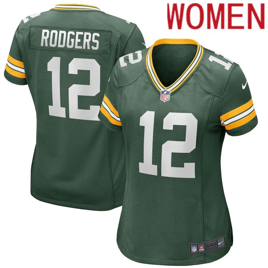Women Green Bay Packers 12 Aaron Rodgers Nike Green Player NFL Jersey